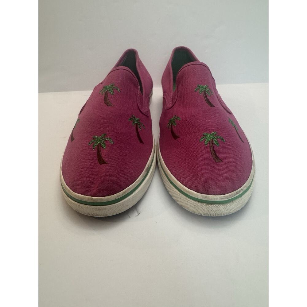 Ralph Lauren Palm Tree Shoes 8.5M Canvas Pink Boat Flat Cruise